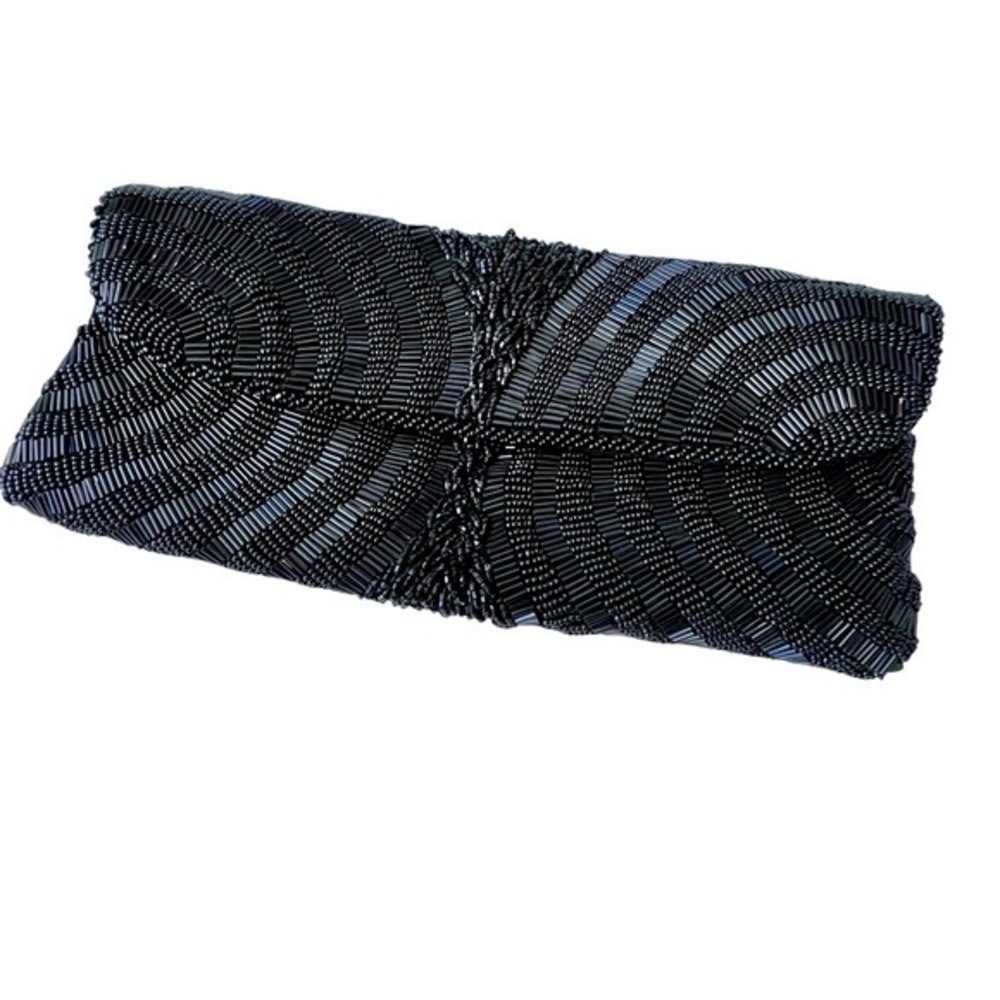 Mr. Ernest Vintage Women’s Elegant Black Beaded Clutch‎ Gold Chain Crossbody Bag
